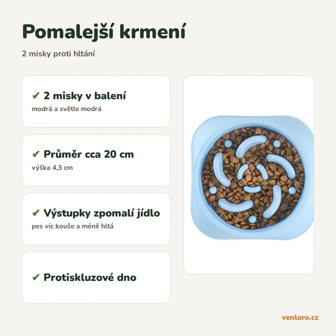 Outlet - Misky proti hltání pro psy MateeyLife, 2 ks, modrá a světle modrá – Pomalejší krmení