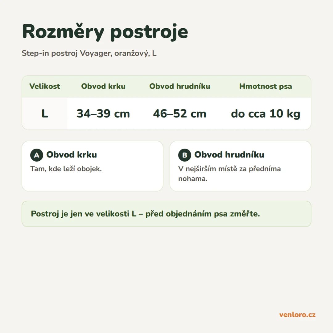 Síťovaný step-in postroj pro psy Voyager Step-In Air, oranžový, L – Rozměry postroje