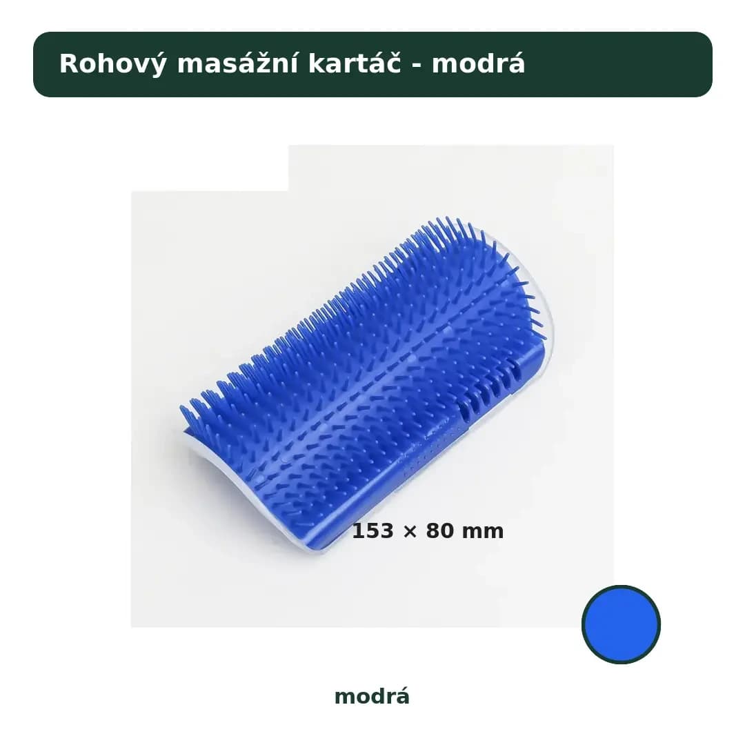 Rohový masážní kartáč pro kočky se šantou, 5 barev – Modrá