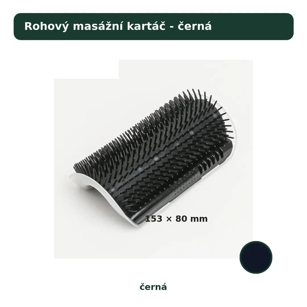 Rohový masážní kartáč pro kočky se šantou, 5 barev – Černá