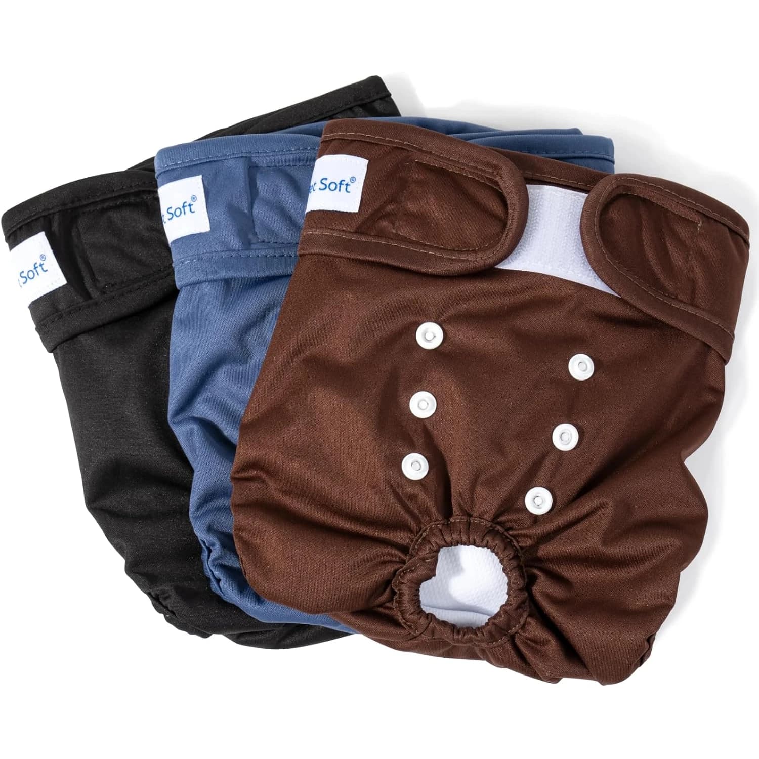 Pratelné pleny pro feny Pet Soft, 3 ks, černá, modrá a hnědá