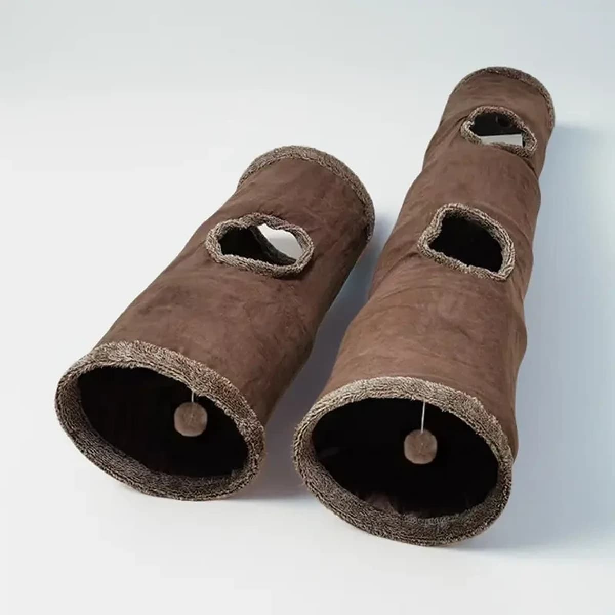 Hnedý semišový tunel pre mačky