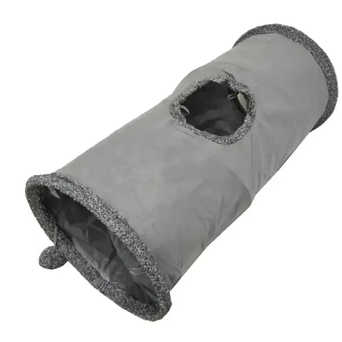 Sivý semišový tunel pre mačky