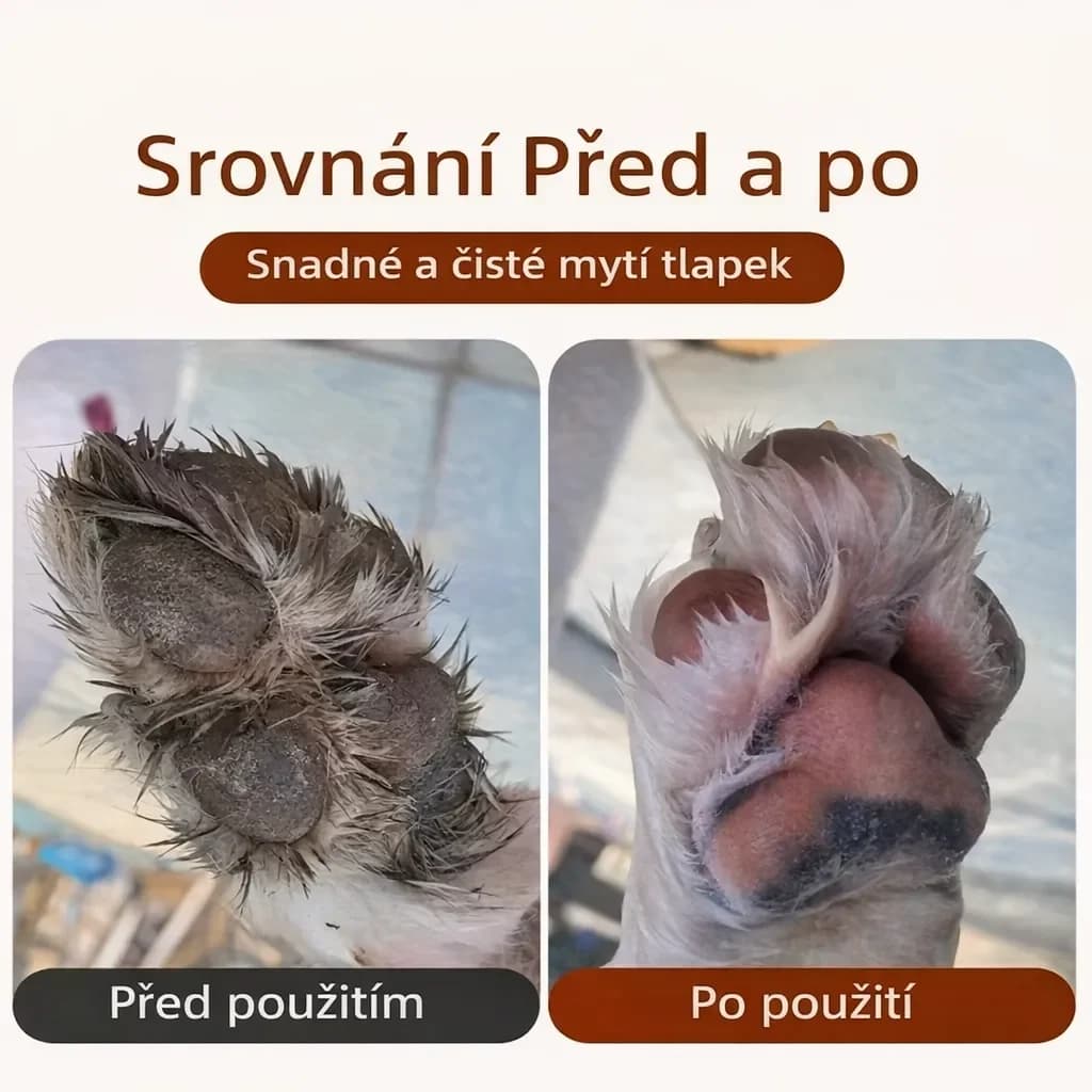 Mycí kelímek na psí tlapky s měkkými štětinami, velikost S–L