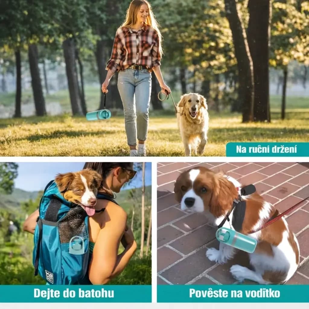 Skládací sběrač psích exkrementů s dávkovačem sáčků