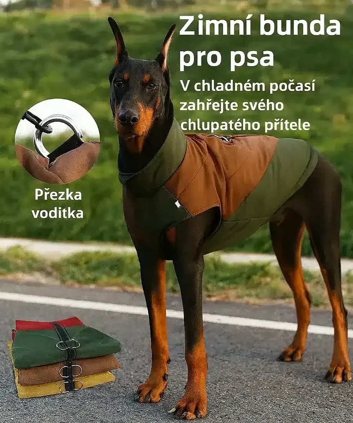 Zimná prešívaná bunda pre psy – vetruodolná outdoorová vesta