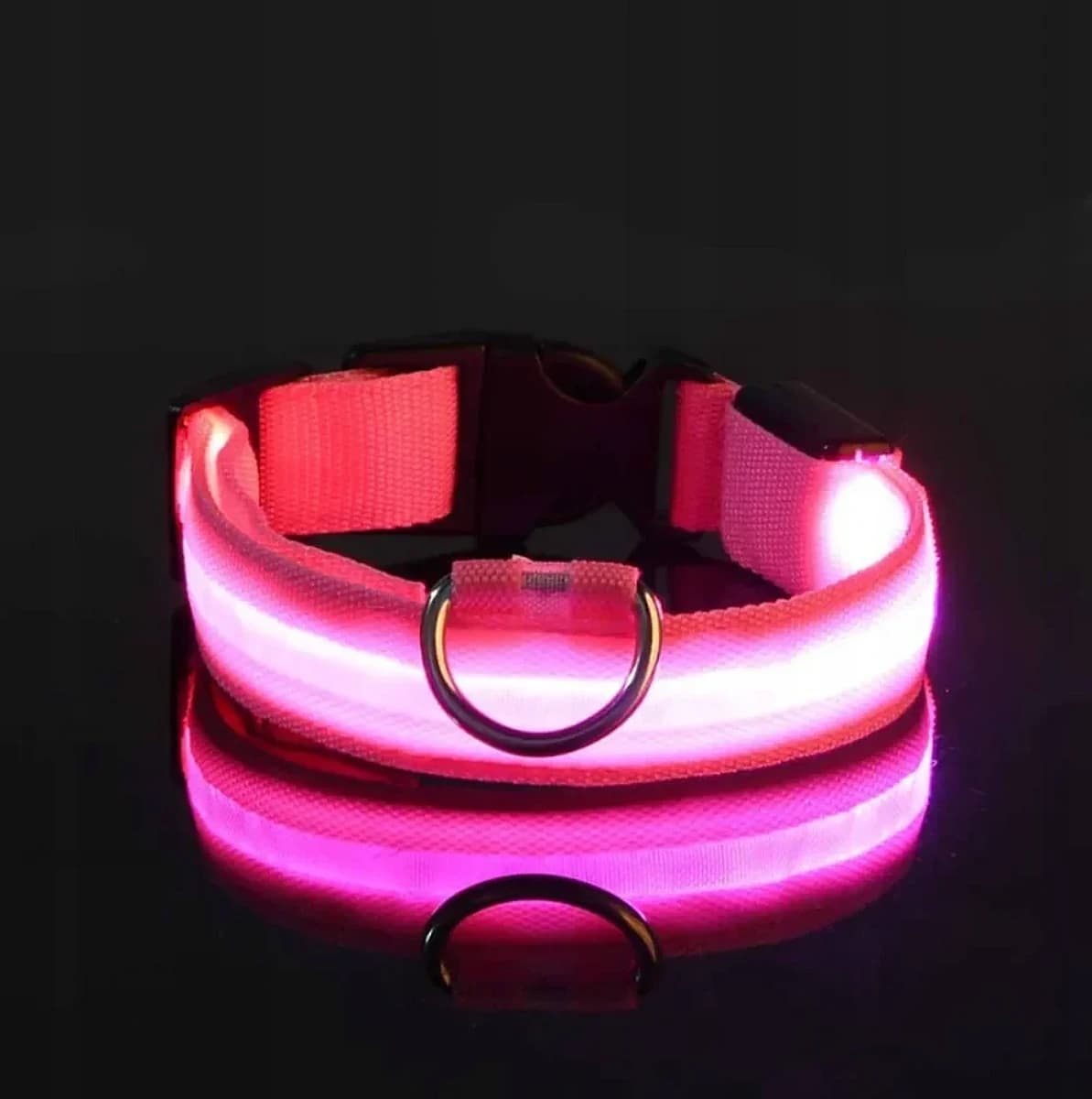 Svítící LED obojek pro psy a kočky na baterie, 3 režimy – Růžová