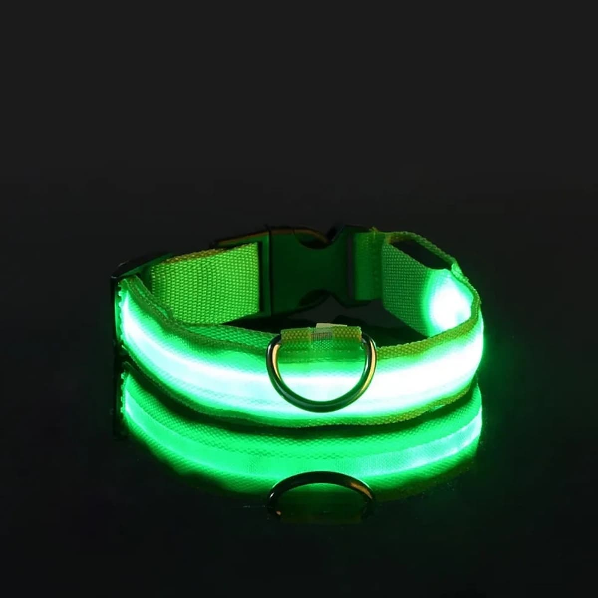 Svítící LED obojek pro psy a kočky na baterie, 3 režimy – Zelená