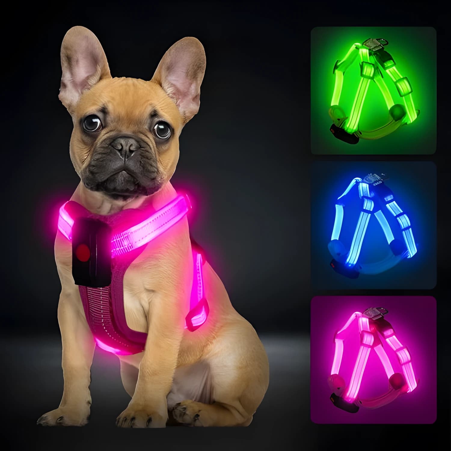 Dobíjecí svítící LED postroj pro malé psy PZRLit, růžový