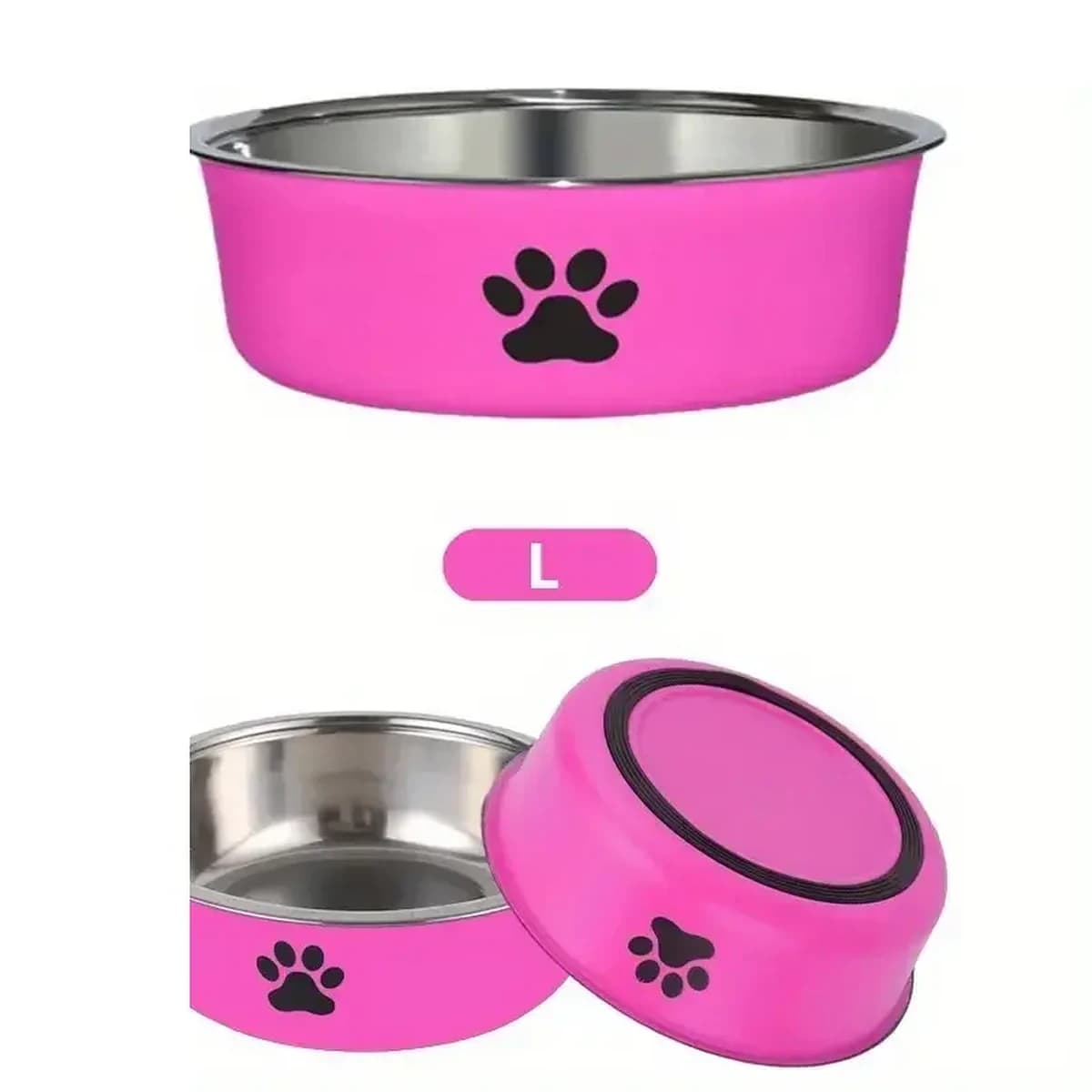 Nerezová protišmyková miska pre psov – silikónová podstava – 18 cm / 22 cm